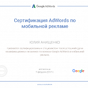 Юлия Анищенко. Сертификат Google AdWords и мобильная реклама